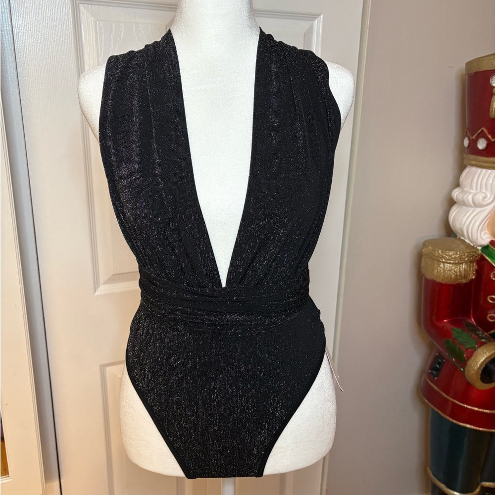 Black Shimmer One-Piece Bodysuit